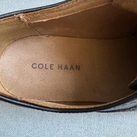 COLE HAAN Men Grand.OS Wingtip Leather Oxford Black Shoes Sz 10M Classic - Picture 10 of 11